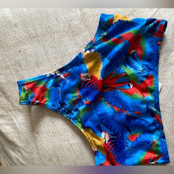 Macaw Tropical High Waisted Cheeky Bikini Bottom - Picture 3 of 5